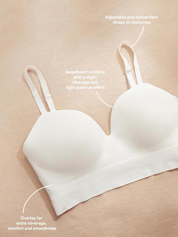 Women's Solid Wireless Push Up Bra, Adjustable Strap Seamless Bra, Soft Comfortable Breathable Lingerie for Daily Wear